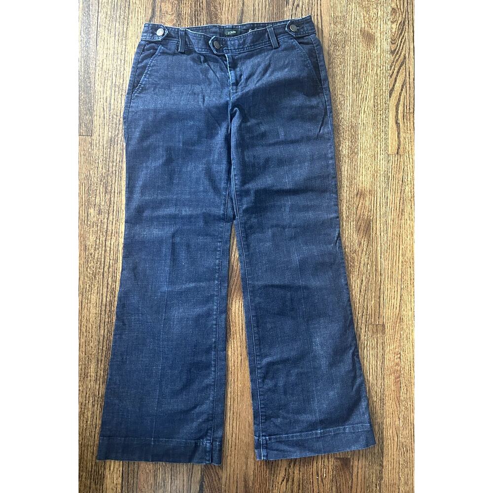 J.Crew Women's Flare Wide Leg Trouser Blue Denim Jeans (style: 92871)